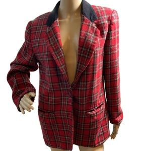 Sag Harbor Red Plaid Jacket with Black Collar